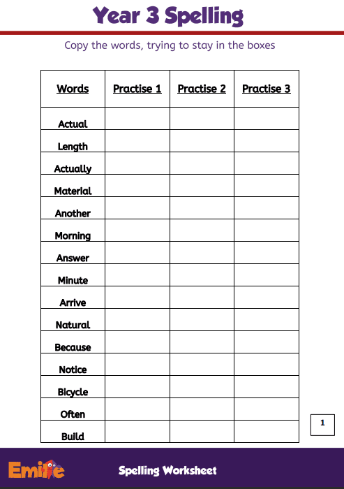 Year 3 Spelling