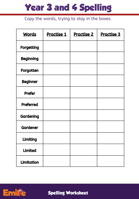 Year 3 Spelling